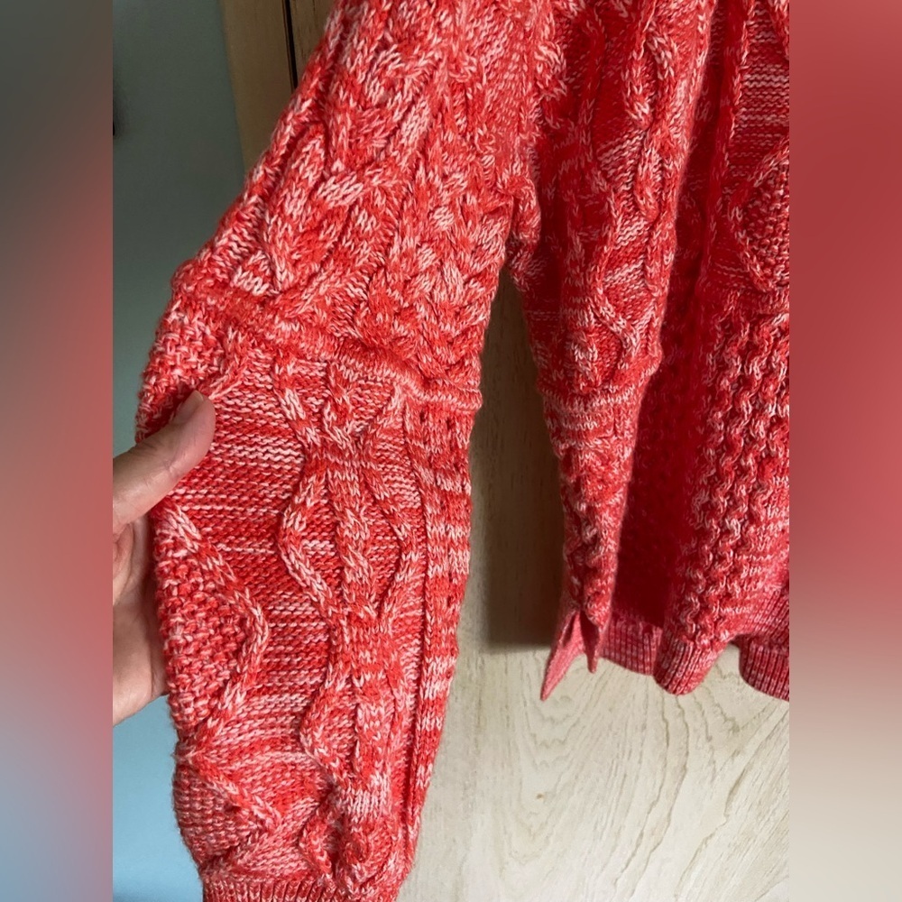 DEX MIXED CABLE KNIT TUNIC SWEATER REDDISH PINK Sz X - Picture 8 of 11